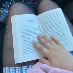 Reading on a road trip!
